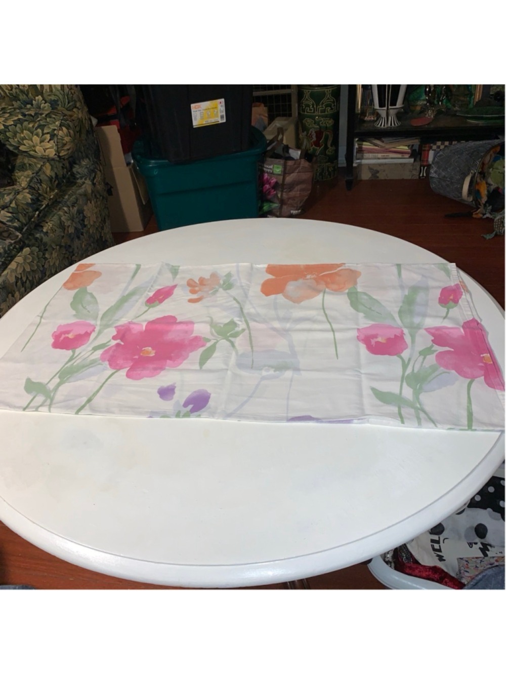Unbranded Floral cotton pillowcase One Size White Pink Orange